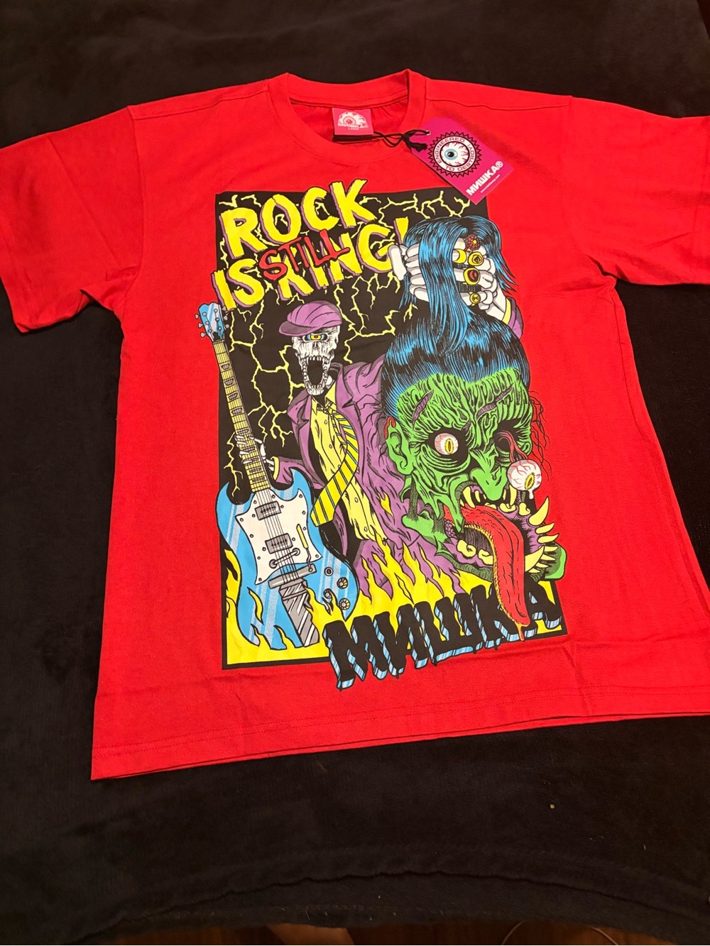 Mishka Red 'Rock Is king Graphic Short Sleeve Tee